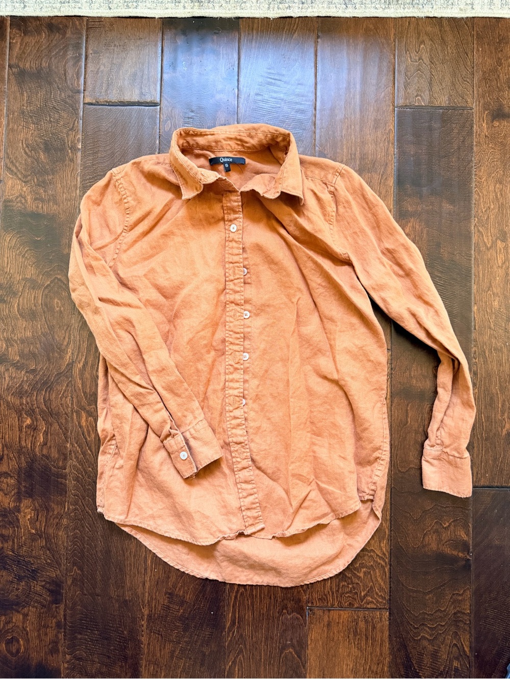 Quince Women's European Flax 100% Linen Button-Down Shirt Terracotta